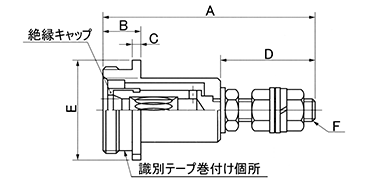 絶縁物付き高電流パネル取付ソケット寸法図