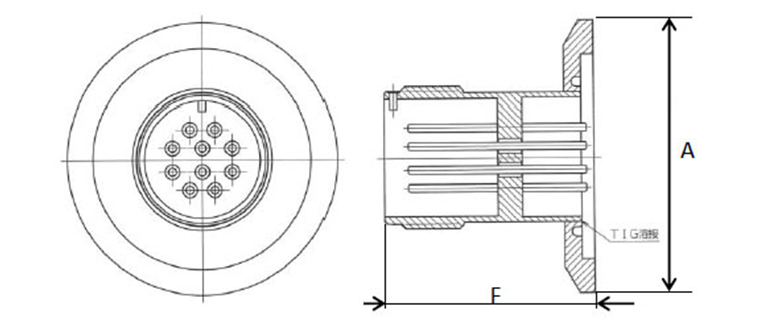 ハーメチックコネクタNWフランジ寸法図